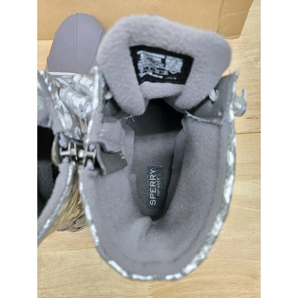 Sperry Women's Saltwater Silver LEOJAC Waterproof Duck Boots Size 8.5 M
